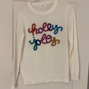 Avara Cream Sweater with Multicolor 'Holly Jolly' Design
